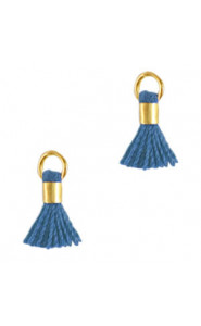 Ibiza style mini Tassel 0.7cm Gold-royal blue